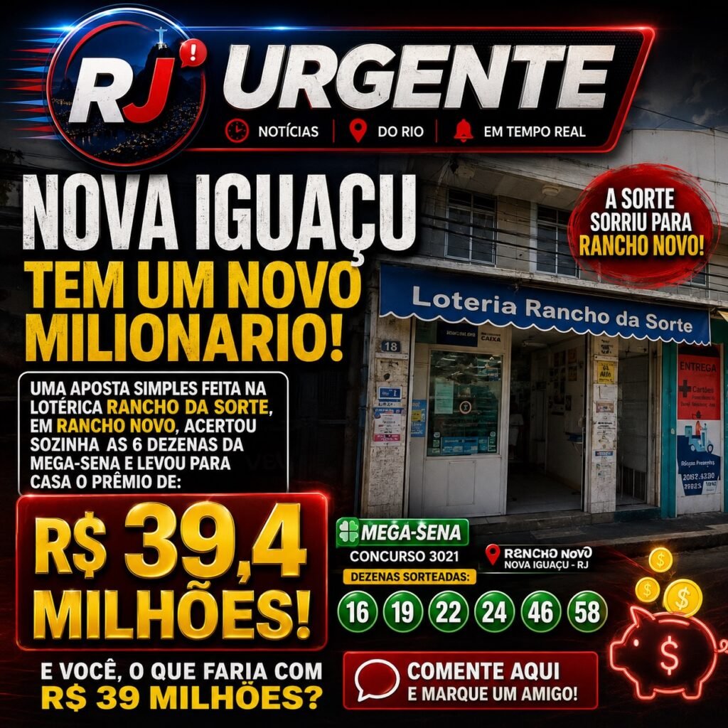 NOVA IGUAÇU CELEBRA SURTO DE SORTE: MORADOR GANHA R$ 39 MILHÕES NA LOTERIA