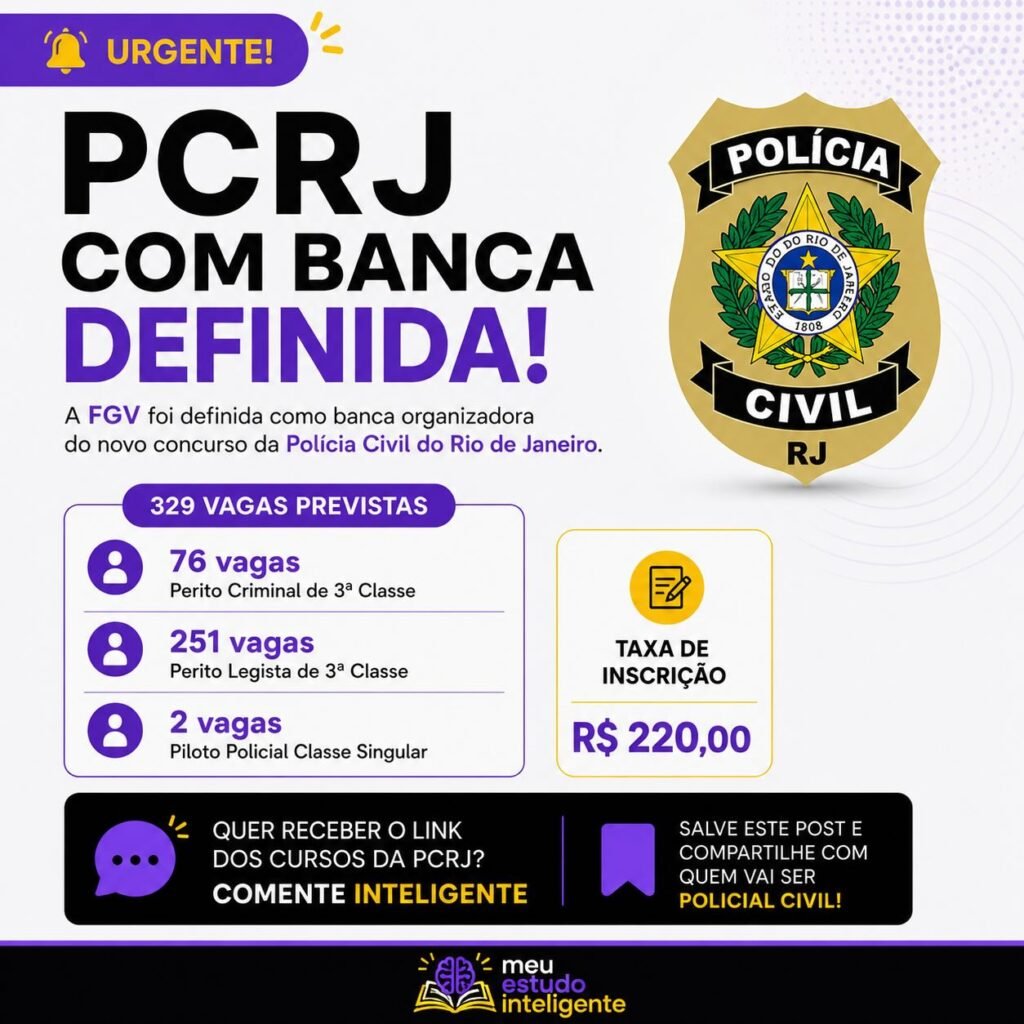 FGV é escolhida para organizar concurso da Polícia Civil do Rio com 329 vagas para a área pericial