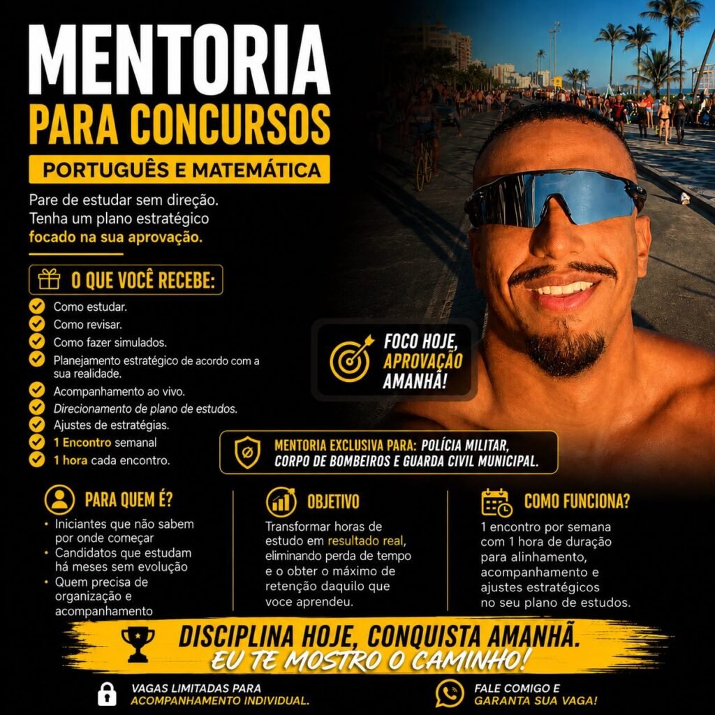 Mentoria estratégica ajuda concurseiros a melhorar desempenho em concursos da polícia e bombeiros