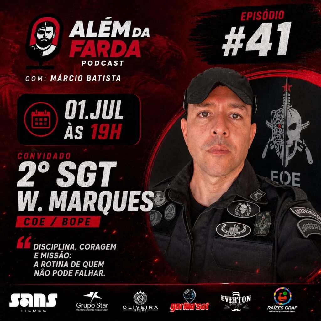 Podcast Além da Farda recebe 2º SGT W. Marques para discutir desafios da segurança pública