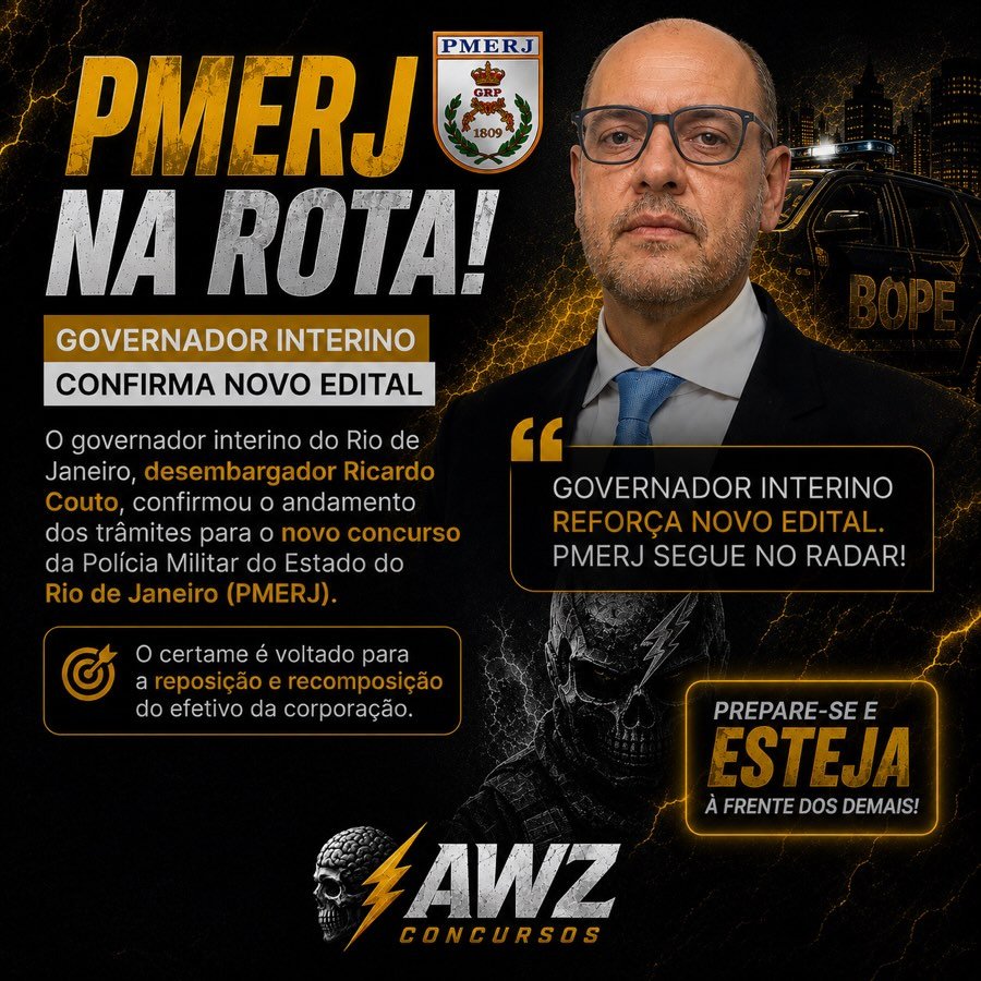 Governador interino antecipa lançamento de edital do concurso da Polícia Militar do Rio de Janeiro