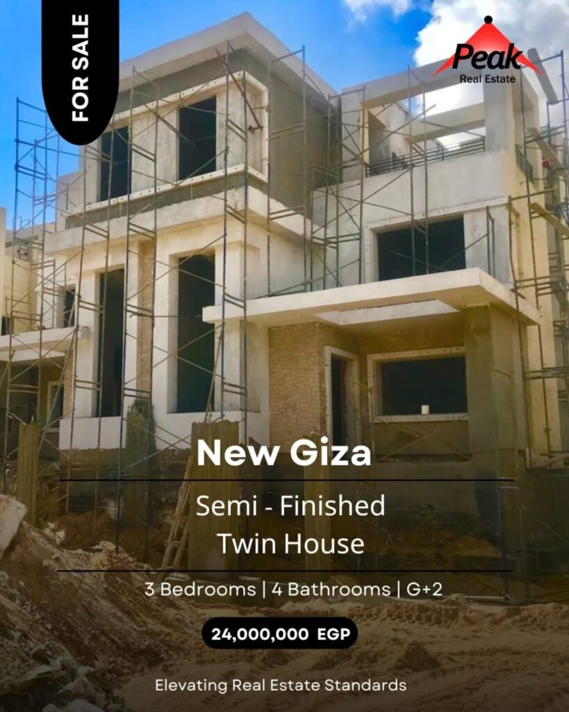 Venda de twin house semiacabada no novo compound de Giza, entrega imediata por 24 milhões EGP